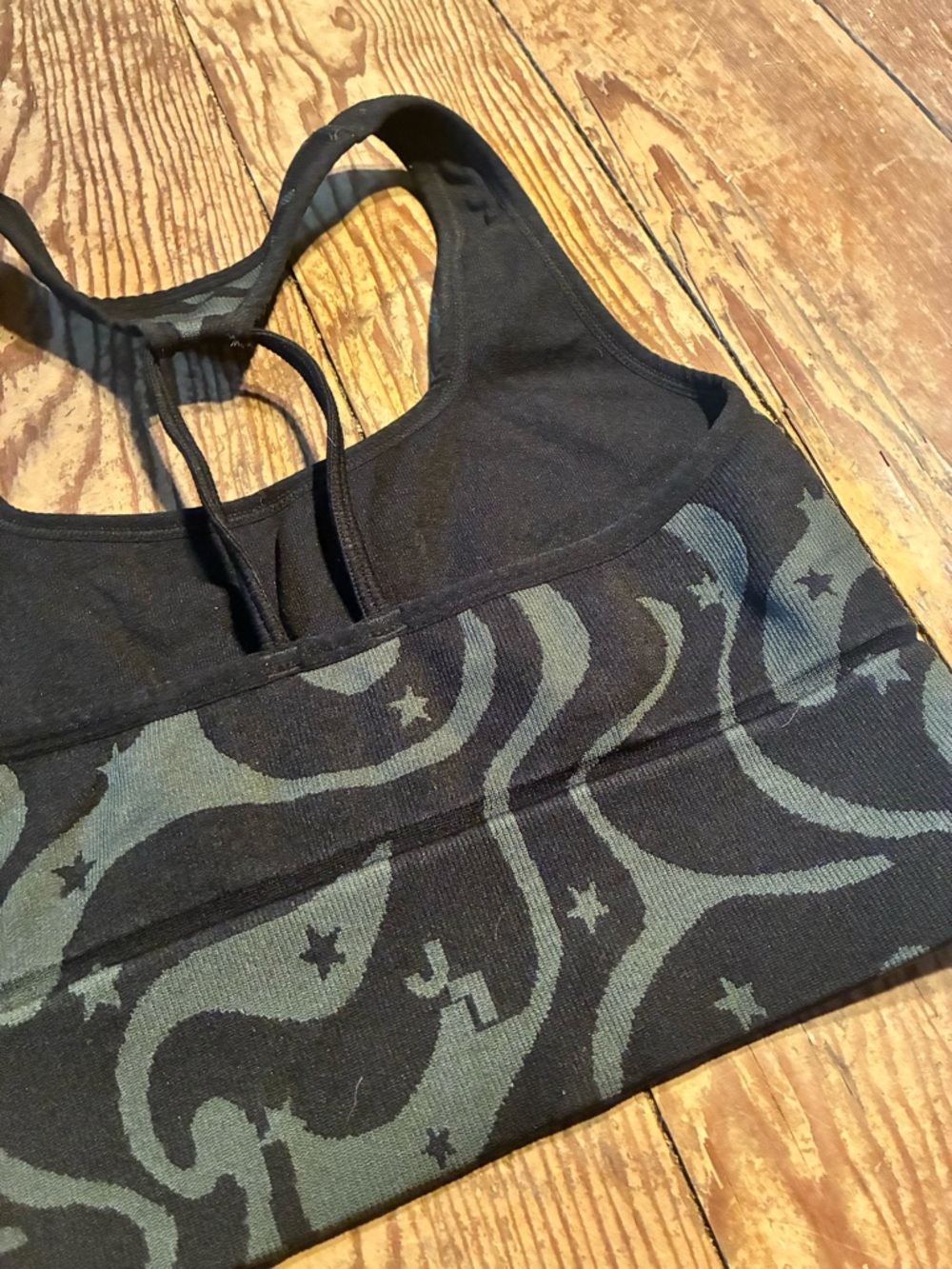 Black Patterned Racerback Sports Bra - Picture 5 of 5